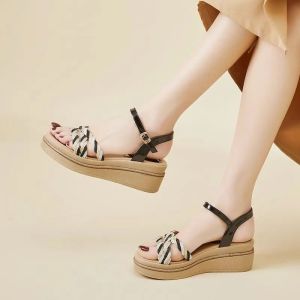 Giày nữ kích thước 35-40 mùa hè hình nêm thời trang gót đế dày chiều cao dép