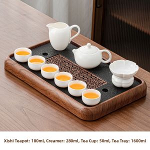 PUQI | Premium Office Kungfu Tea Set Goat Fat White Porcelain