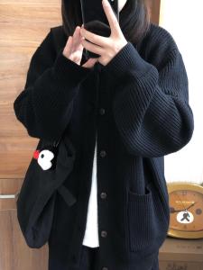 Retro Thickened Autumn New Loose Versatile Knitted Sweater Casual Outerwear Top for Women Soft Long Sleeve Button up Coat