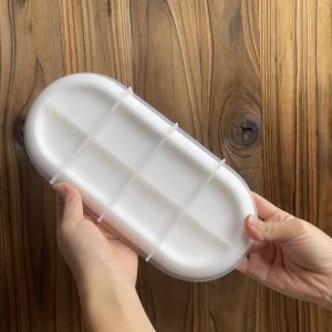 Khuôn Silicon Hình Oval Lớn Làm Khay Thạch Cao Khuôn Tự Làm Đế Lót Ly Bằng Xi Măng Khay Đựng Đồ Thủ Công Bằng Terrazzo