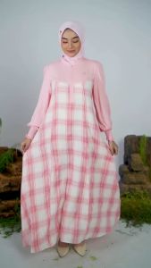 Daneen Dress BY ARRAFI Terbaru / Gamis Polos Mix Motif / Daneen dress