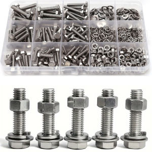 240-Piece Stainless Steel Hex Bolt and Nut Set M4 & M5 Suitable for Industrial Machinery and Home Maintenance.