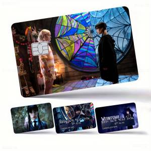 KULECHAOWAN | Movie TV Play Wednesday Anime Cartoon Bear Skin Sticker Film Tape Case for Big Credit Debit Card Front Side