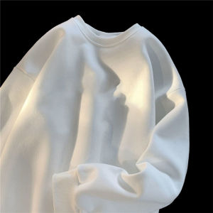 Thickened Fleece Mens Hoodless Long Sleeve Sweatshirt Oversize Jacket Autumn Winter New Style Youth Fashion Cotton round Neck