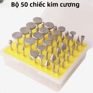 Bộ 50 Đầu Mài Kim Cương Phủ Lớp Mũi Khoan Mài Đầu Mài Mòn 2.35mm Dùng Cho Đánh Bóng Đồ Trang Sức Kính Đá Quý Và Chế Tác Đá