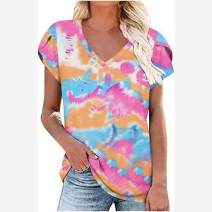 Summer Womens T-shirt Short Sleeve Trendy Camouflage Print Cleanfit Standard Citywalk Linen A-line Sleeve Breathable Skin-friendly