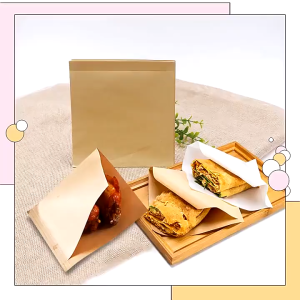 100Pcs Oil-Proof Paper Bag Kraft Paper Food Packing Baking Paper Pouch for Sandwich Donut Bread