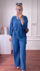 SETELAN WANITA DEWASA BAHAN KNIT HORNET MURAH ONE SET BAJU DAN CELANA KULOT KEKINIAN VIRAL TERBARU 2023 MUAT BB 50-80KG