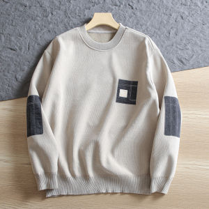 Thickened Fleece Warm Winter Mens Hoodie Sweatshirt Outerwear round Neck Pullover Sporty Casual Geometric Patterned Coat