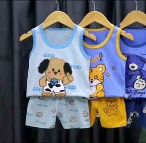Children Summer  Boy & Girl Sleeve Less Vest Suit Cotton Short