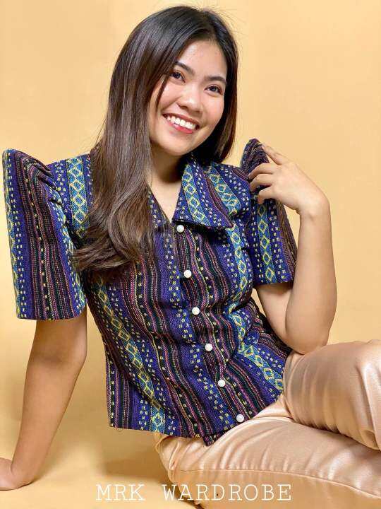 Filipiniana Mestiza Ethnic Top- Lui Blue Ethnic | Lazada PH