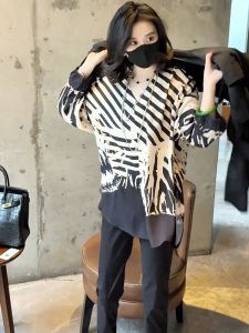 Retro Striped Womens Shirt Casual Wide Leg Pants Long Sleeve French Style Top Versatile Autumn New Arrival Breathable Comfortable