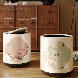 ZHIXIAO | Luxury Aesthetic Chinese Style Trash Bin Double Layer Large Capacity