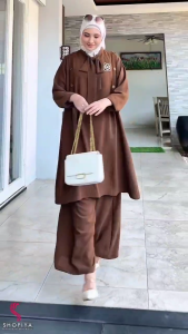 Setelan Muslim Wanita Modern Terbaru Zaina Jumbo Set - Baju Muslim Trendy Bahan Nyaman