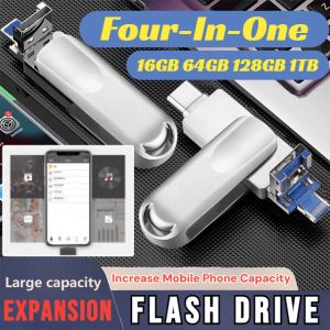 Multifunctional Large-Capacity Four-In-One Mobile Phone Expansion Flash Drive USB Pendrive U Disk 16GB 64GB 128GB 1TB