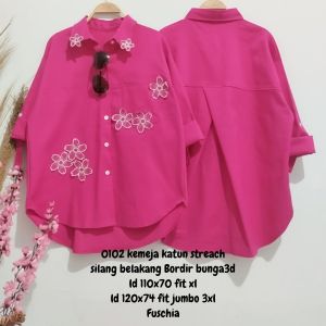 0074-98 size L-xl 3xl jumbo  kemeja linen katun wayfansix lubana silang belakang bordir