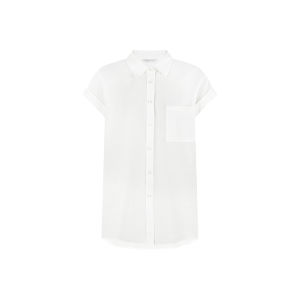 MEIYANG | Polo Collar Short Sleeve Shirt Turned-up Hem