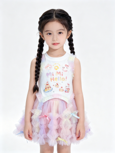 Cool Matching Sleeveless Top and Skirt Set for Girls