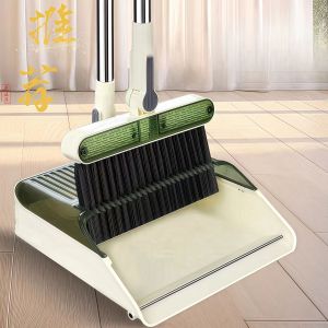 Broom And Dustpan Set Transparent Foldable Magic Broom Thicker Larger Home Use Non-stick Hair Dustpan And Brush Set