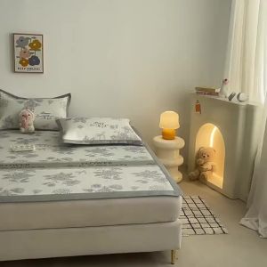 2025 new A-class ice vine mat ice silk cooling mat mattress three piece set summer air conditioning soft mat bed sheet machine washable