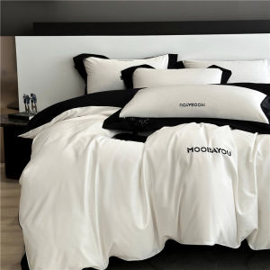 Italian Luxury 140-Thread Count Satin Long-Staple Cotton Solid Color Four-Piece Set Pure Cotton Skin-Friendly Naked Sleep Simple Bedding Four Seasons