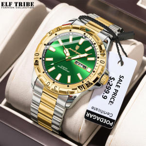 ELF TRIBE Luxury Quartz Watch for Men Waterproof Luminous Date Stainless Steel Mens Watch