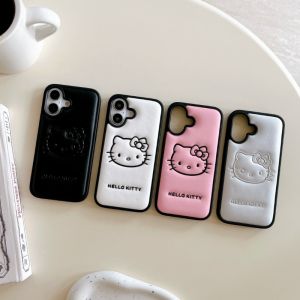 Cute Cartoon Sanrio Hello Kitty Leather Phone Case for IPhone 16ProMax 16Pro 16 15 14 13 ProMax Phone Case Funda