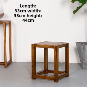 Walnut Wooden Tea Stool round Seat Change Shoes Board Drum Shape Long Square Yuanbao Makeup Rest Low Table Furniture