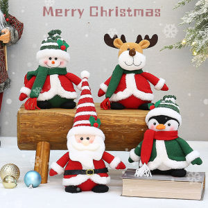 Christmas Decoration Fabric Sitting Snowman Little Doll Santa Claus Doll Holiday Desktop Decoration