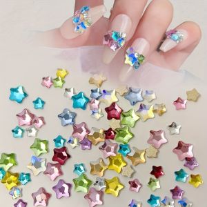 50pcs Colorful Little Star Flatback Rhinestones Crystal Nail Charms Set Nail Art Jewelry For Nail Crafts DIY