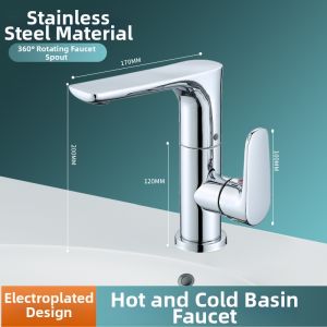 Stainless Steel Cold & Hot Water Rotatable Flat Basin