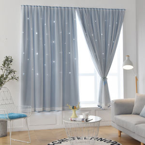 Star Patterned Light Blocking Easy Install Curtains