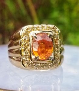 Cincin Batu Orange Saphire Catam Cutting Oval Natural