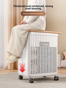 Large Capacity Foldable Bathroom Dirty Clothes Basket with Lid Home Use Laundry Hamper Nordic Style Pure Color Clothes Storage Basket