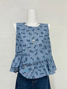 Shalldoer | Áo sơ mi không tay phong cách Hàn Quốc cho nữ mùa hè 2025 mới thời trang trẻ trung độc đáo Áo vest cổ bẻ tay áo xếp ly