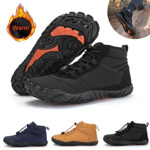WuChu Men Snow Boots Women Winter Shoes Barefoot Shoes Slip On Ankle Boots Anti-Water Outdoor Sneakers
