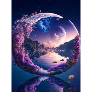 BILIBILI | 500/1000/1200/2000PCS Jigsaw Puzzle Serene Glowing Moon Over Mountain And Flowers For Adults Perfect Gift For Nature Lovers