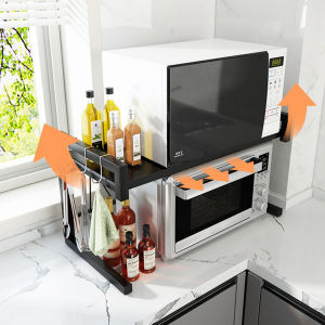 Expandable Microwave Oven Rack Shelf Kitchen Countertop Organizer Stand Rice Cooker Stand