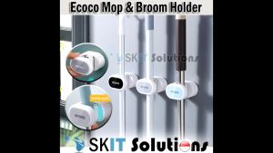 【SKIT SG】Ecoco Mop Broom Holder Drill-Free Wall Mounted Household Bathroom Adhesive Hanging Storage Organizer Umbrella Pole Holder Easy Rolling Keep Tidy Suitable Any Place Multi Purpose Durable Strong Adhesion Firm Grip Water Resistant Space Saving