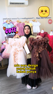 [4-8±Yrs] Gaun Budak Kids Dress Kembang Retro Baju Raya Lengan Panjang Princess Dress Muslimah Girl Dress Wedding Dress