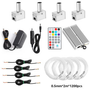 16W 4-Head Starry Sky Lamp Split Machine 1200pcs Fiber Optic RGBW Meteor Headliner Car Roof Starlight  APP/RF Remote Music Mode