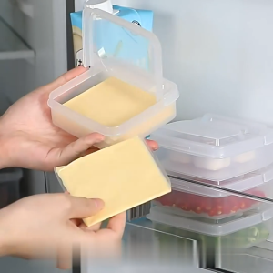 2pcs Butter Cheese Storage Box Portable Refrigerator Fruit Vegetable Fresh-keeping Organizer Box Transparent Container
