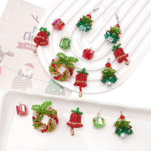 1Pc Christmas Series Crystal Glass Charm Jewelry Making Beads DIY Bracelet Necklace Bag Charm Christmas Decorations Accessories