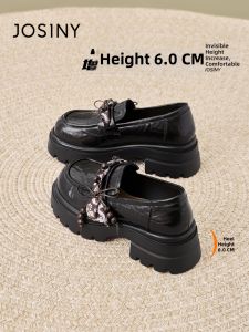 Josiny | Slip-on Thick Sole Increasing Loafers Black