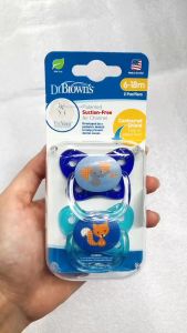 [ PV22001 - Xanh ] Set 2 ty ngậm chống vẩu Dr.Browns Prevent in họa tiết con voi và con cáo ( 6-18m )