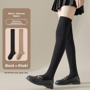 JIAZINI | Over-Knee Long Tube Socks Womens Autumn Winter Anti-Slip Warm Woolen Thigh High Socks Knee Protector Grey Pressure Leg Socks