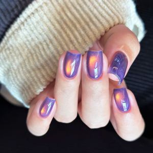 ยาทาเล็บเจลสีม่วง ZH Autumn Scarlet Cloud Cat Eye 1 ชิ้น รุ่นใหม่ปี 2025 ช่วยให้เล็บดูขาวขึ้น อุปกรณ์ทำเล็บ