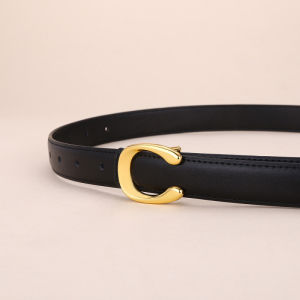 Autumn and Winter LettersCBuckle Womens Belt for Jeans Korean Style Fashion Versatile Decorative Cowhide Belt