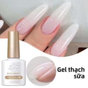 Sơn Móng Tay Dạng Gel Milky Jelly White BORN PRETTY 10ml Trong Suốt Bán Vĩnh Cửu Tẩy Được Bằng Dung Dịch Sử Dụng Đèn UV/LED Dành Cho Làm Móng Nghệ Thuật.