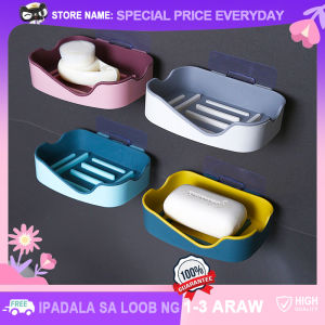 No Drilling Colorful Soap Rack Wall Mounted 2-Layer Soap Holder Sponge Dish Bathroom Soap Dishes Self Adhesive Organizer Accessories
